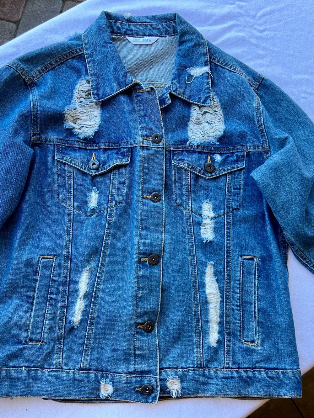 Highway Jeans Distressed Blue Denim Jacket
